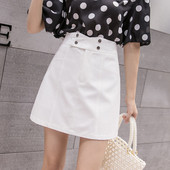 Fusta de dama model nou cu nasturi cu talie inalta in linie A