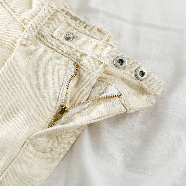 Női alkalmi hosszú farmernadrág magas derékkal és zsebekkel