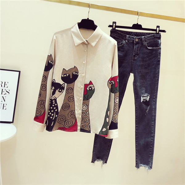 ÚJ Modern női ing klasszikus gallérral, színes rátéttel