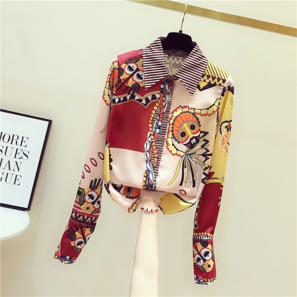 HIT Modern női ing színes rátéttel és klasszikus gallérral