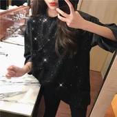 Plata sieviešu melna blūze ar fliteriem