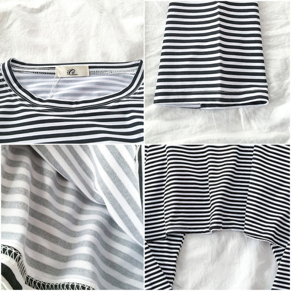 Bluză casual de damă în dungi, cu decolteu oval