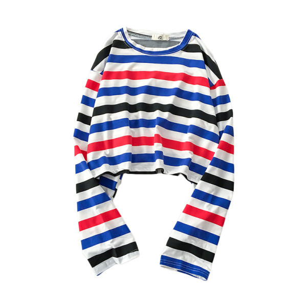 Bluză casual de damă în dungi, cu decolteu oval