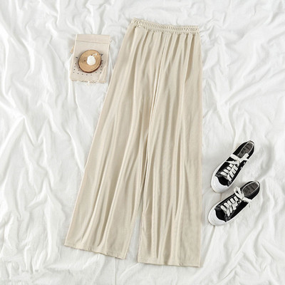 Ikdienas sieviešu garās bikses ar elastīgu jostasvietu - plats modelis