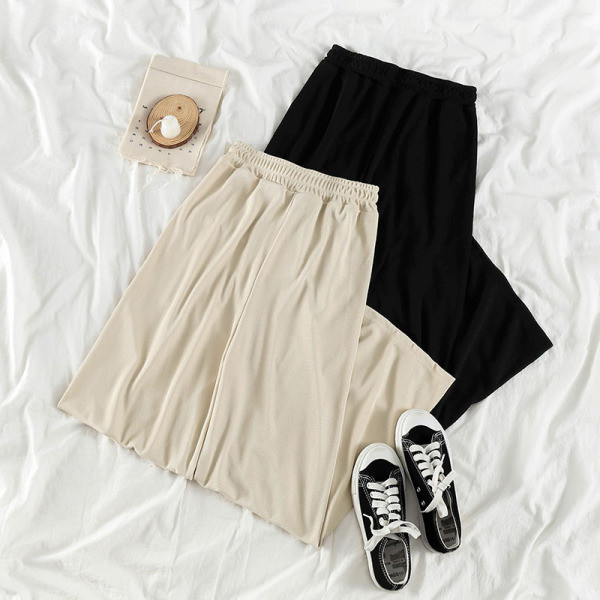 Ikdienas sieviešu garās bikses ar elastīgu jostasvietu - plats modelis