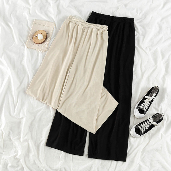 Ikdienas sieviešu garās bikses ar elastīgu jostasvietu - plats modelis