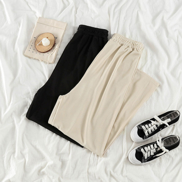 Ikdienas sieviešu garās bikses ar elastīgu jostasvietu - plats modelis