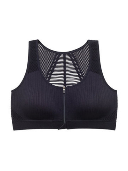 Ellentmondásos, légáteresztő női melltartó széles pántokkal, kivágásokkal és cipzárral