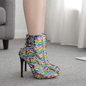 Eleganti sieviešu zābaki ar fliteriem un plānu papēdi