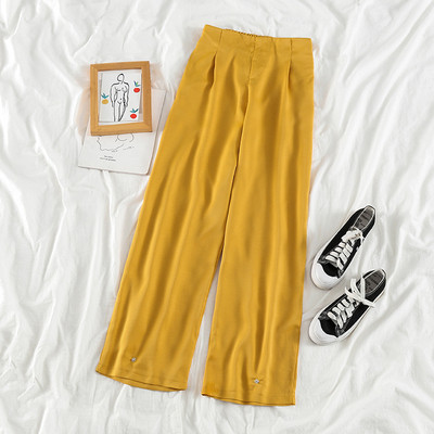 Pantaloni casual dama cu talie inalta - model drept