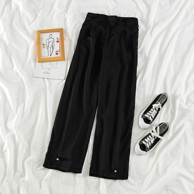 Pantaloni casual dama cu talie inalta - model drept