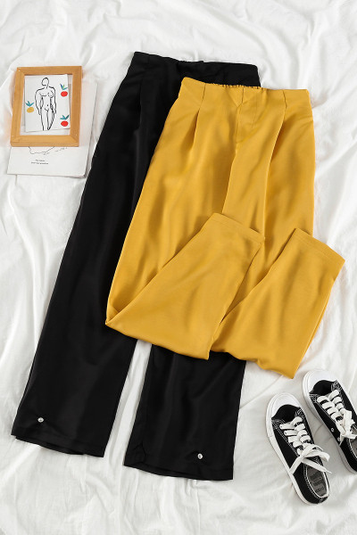 Pantaloni casual dama cu talie inalta - model drept