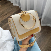 Eko bőrből készült modern női táska fém fogantyúval