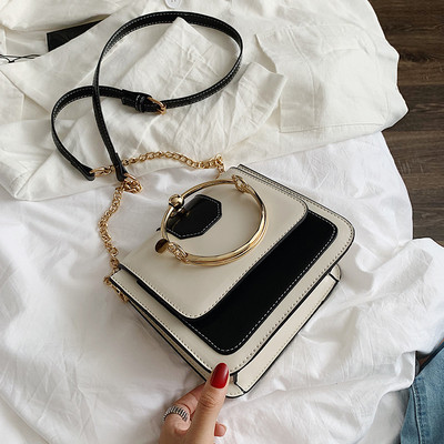 Eko bőrből készült modern női táska fém fogantyúval