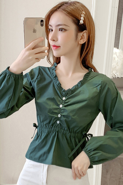 Cămașă elegantă de damă cu cravate și decolteu spitz