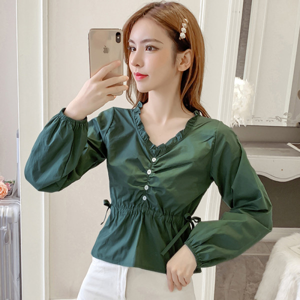 Cămașă elegantă de damă cu cravate și decolteu spitz