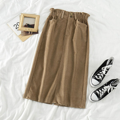 Laisvalaikio moteriškas ilgas sijonas iš velveto