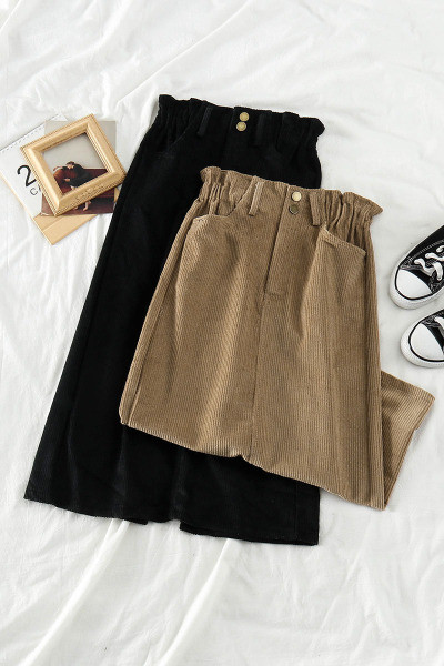 Laisvalaikio moteriškas ilgas sijonas iš velveto