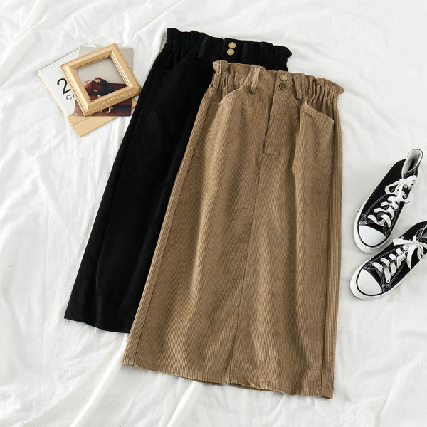 Laisvalaikio moteriškas ilgas sijonas iš velveto