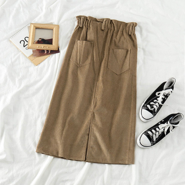 Laisvalaikio moteriškas ilgas sijonas iš velveto