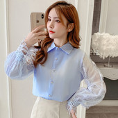 Нов модел дамска риза с класическа яка и дантела