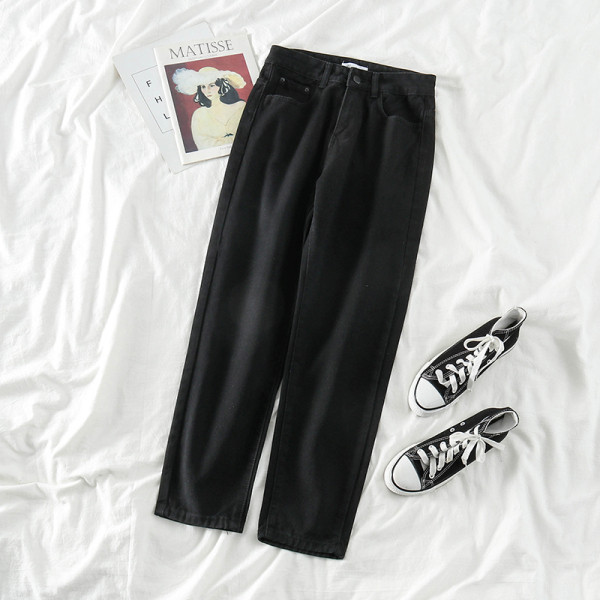 Női alkalmi farmer magas derékkal, zsebekkel - egyenes modell