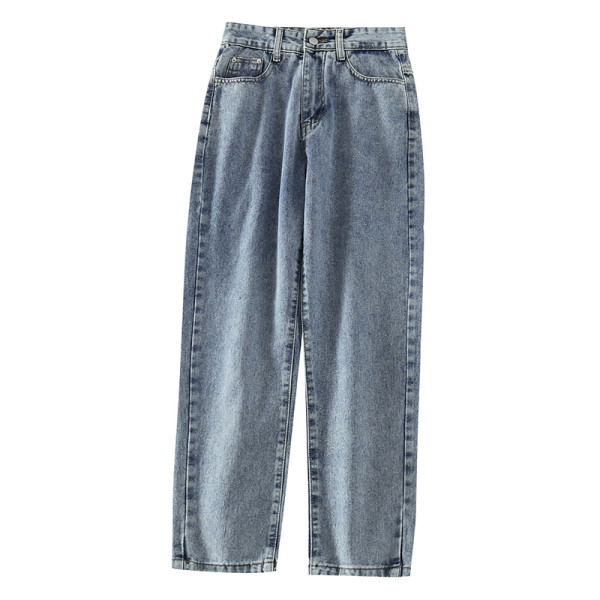 Női alkalmi farmer magas derékkal, zsebekkel - egyenes modell