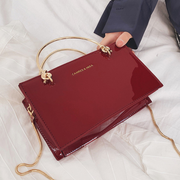 Stilīga sieviešu soma ar metāla īsu un garu rokturi