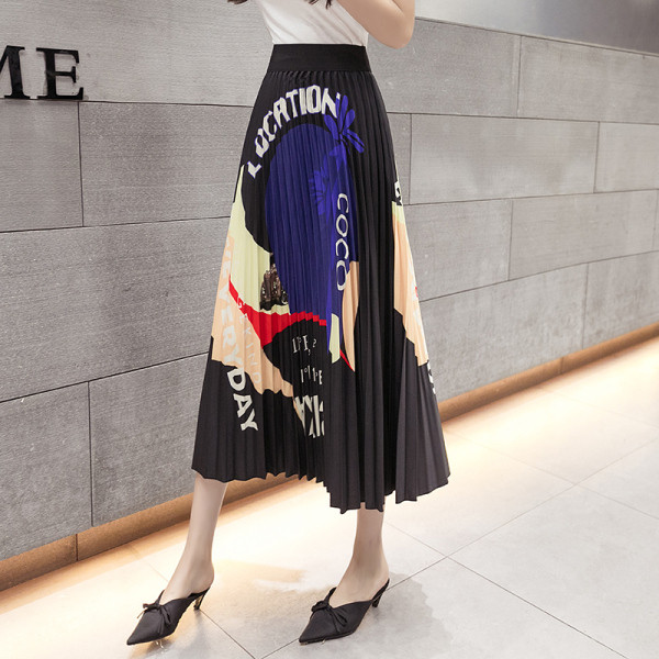 Jauna modeļa kroku sieviešu svārki ar augstu vidukli