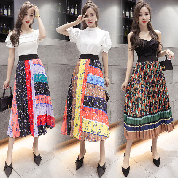 Jauna modeļa kroku sieviešu svārki ar augstu vidukli