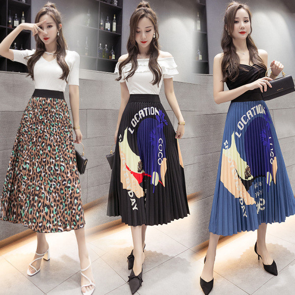 Jauna modeļa kroku sieviešu svārki ar augstu vidukli