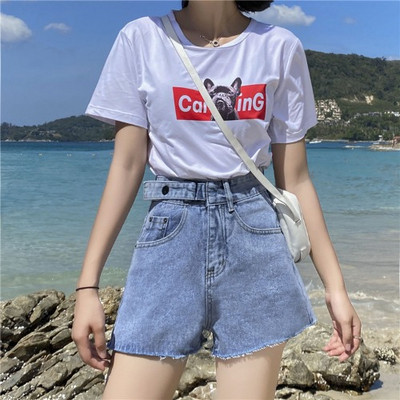 Ikdienas sieviešu šorti ar augstu vidukļa platuma modeli