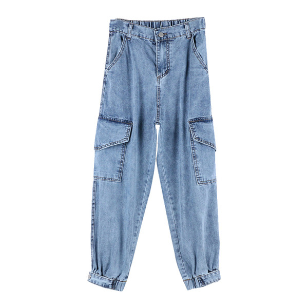 Praegune naiste teksapükste lai mudel kõrge vöökoha, taskutega ja suurustega kuni 5XL