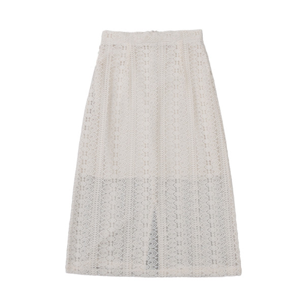 Čipkasta ženska suknja visokog struka - ravni model