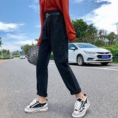 Moteriški laisvalaikio džinsai tiesūs modeliai aukštu juosmeniu ir dydžiais iki 5XL