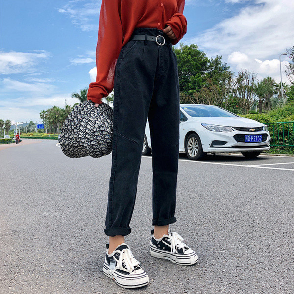 Moteriški laisvalaikio džinsai tiesūs modeliai aukštu juosmeniu ir dydžiais iki 5XL