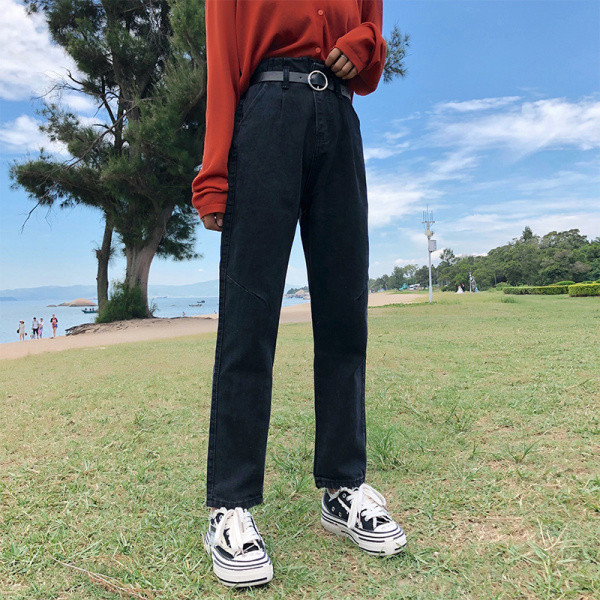 Moteriški laisvalaikio džinsai tiesūs modeliai aukštu juosmeniu ir dydžiais iki 5XL