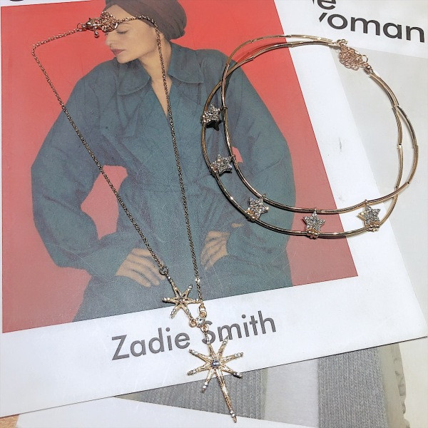 Arany kétrészes női nyaklánc csillagos medállal