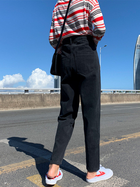 Divu toņu sieviešu džinsu taisns modelis ar augstu vidukli un izmēriem līdz 5XL