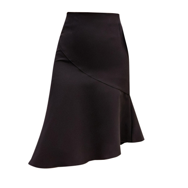 Стилна дамска асиметрична пола с висока талия 