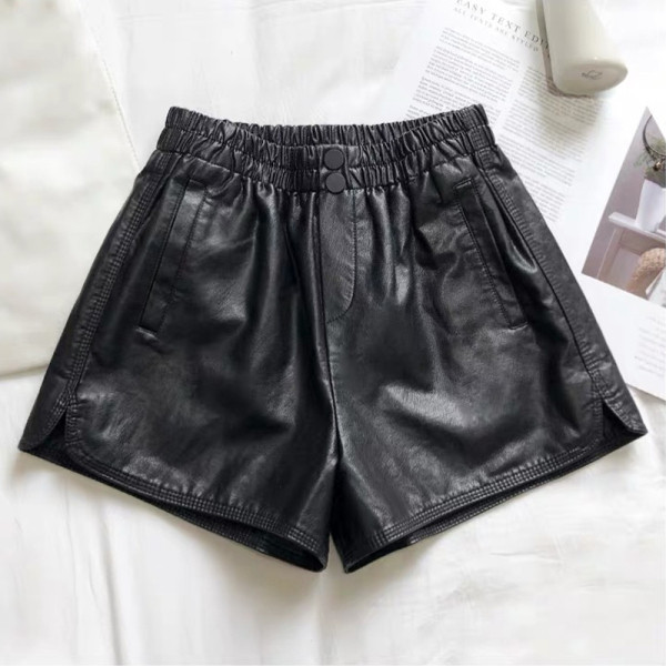 Kožne kratke hlače s elastičnim strukom i veličinama do 5XL
