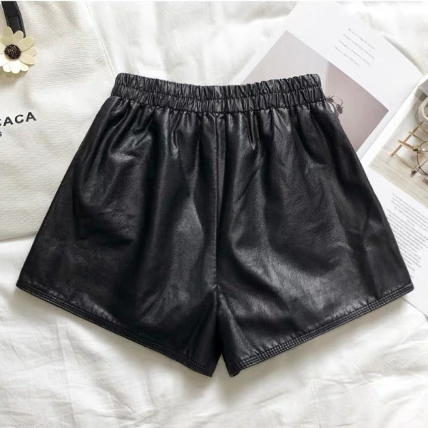 Kožne kratke hlače s elastičnim strukom i veličinama do 5XL