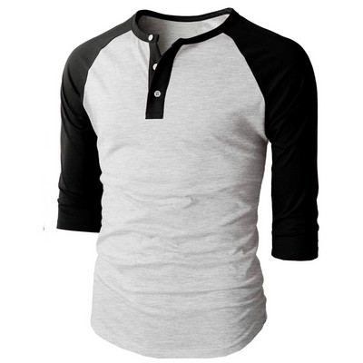 Vīriešu ikdienas blūze ar pogām un 3/4 piedurknēm