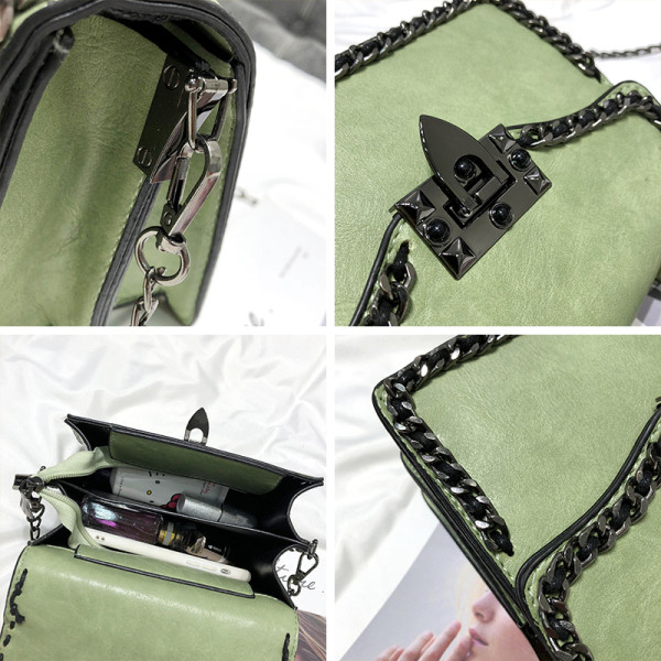 Stilīga sieviešu soma ar metāla ķēdīti un diviem rokturiem
