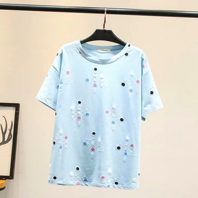 Ikdienas sieviešu T-krekls ar īsām piedurknēm un ovālu kakla izgriezumu