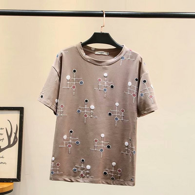 Ikdienas sieviešu T-krekls ar īsām piedurknēm un ovālu kakla izgriezumu