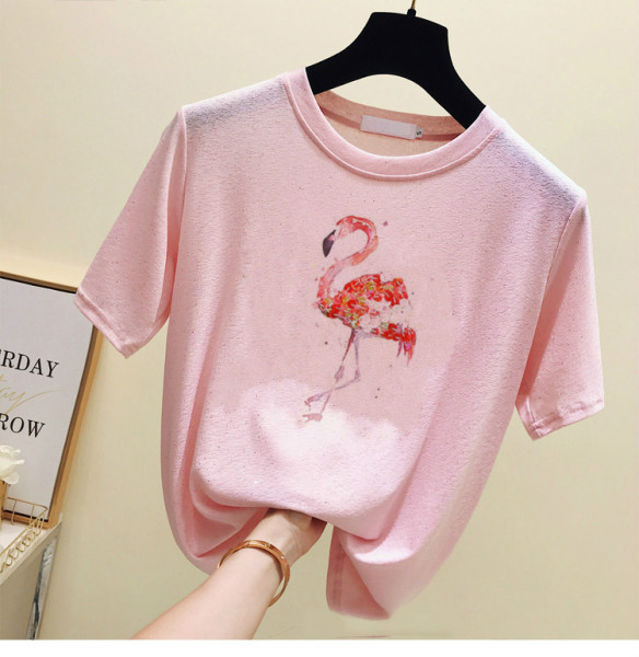 Női alkalmi póló kerek nyakkivágással és rátéttel