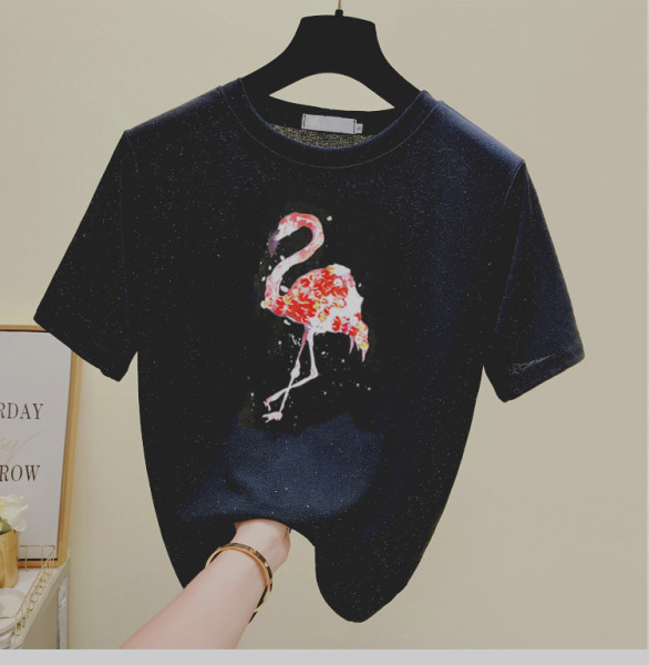 Női alkalmi póló kerek nyakkivágással és rátéttel