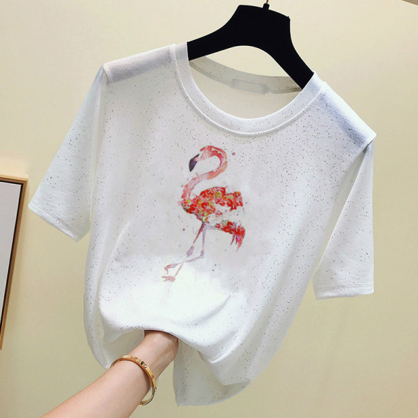 Női alkalmi póló kerek nyakkivágással és rátéttel