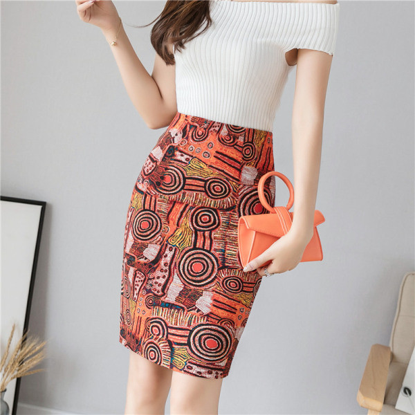 Krāsaini sieviešu svārki ar augstu vidukli Slim modelis